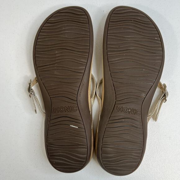 Vionic Size 10 Ricci Sandals Gold Metallic Jeweled Flip Flop Orthotic Leather - Picture 11 of 11